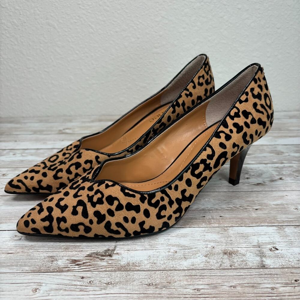 J RENEE Alipha Pumps 8.5 Cheetah Suede Pointed Toe Professional Classic Heels - Picture 3 of 12